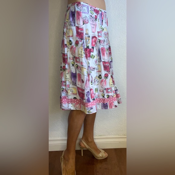 Ann Taylor Loft Skirt Perfume Print Pleated A-Line Side Zipper Lined (10) - Picture 2 of 10